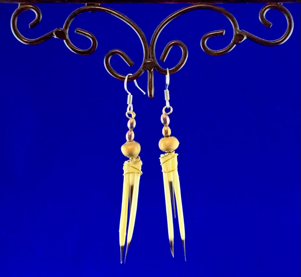 Gold and Copper Porcupine Earrings