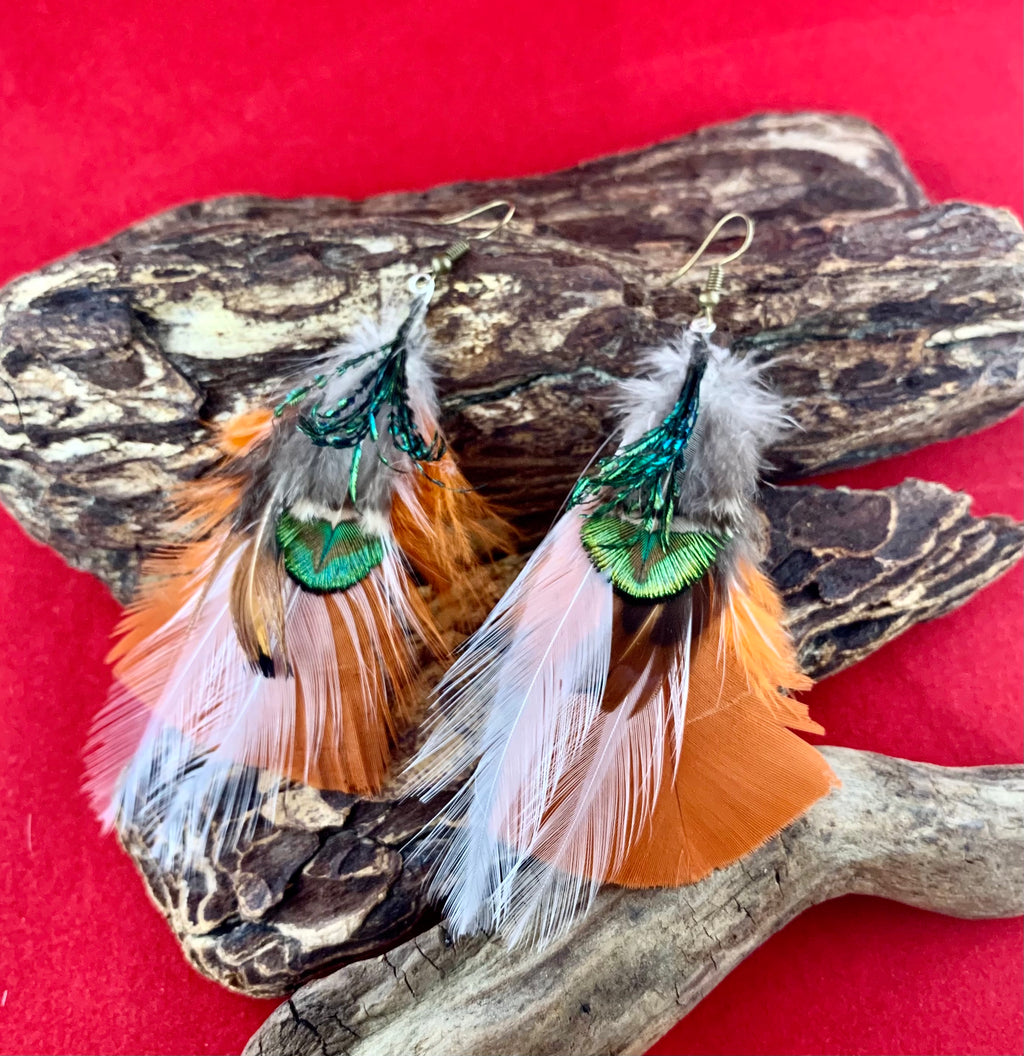 Peacock Dance Feather Earrings