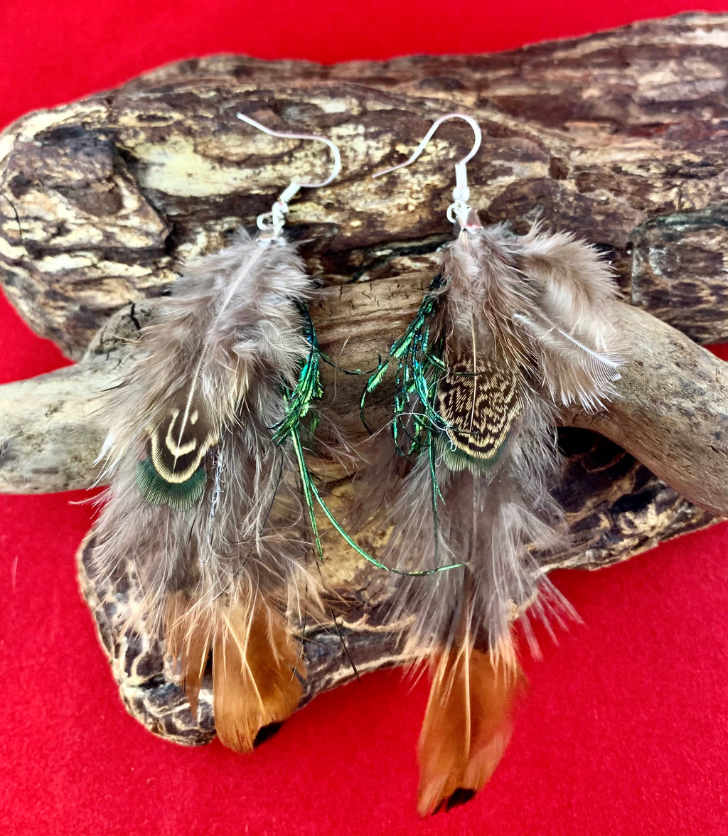 Delicate Peacock Delights Feather Earrings