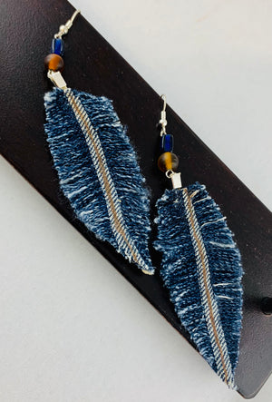 Matte Glass and Dark Denim Earrings