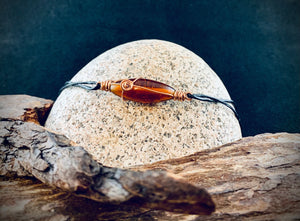 Copper and Dark Amber Glass pendant/ bracelet